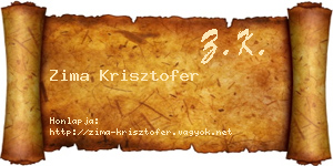 Zima Krisztofer névjegykártya